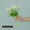 Simulación de 5 tulipanes de goma suave de silicona, ramo atado a mano, flores artificiales, hidratante para manos, flores falsas para manos, fabricantes al por mayor
