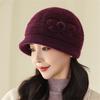 Chapéu de Inverno de Luxo Leve para Mãe Versátil Casual Cor Sólida Chapéu de Tricô com Laço Proteção de Orelha à Prova de Vento para Mulheres Chapéu de Bacia Espessado