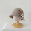 Chapéu de tricô para crianças de 3 a 8 anos, estilo outono e inverno, cor escura, chapéu de pescador quente com letra H de desenho animado, chapéu para bebê menina, transfronteiriço