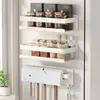 Estante de Almacenamiento Magnético sin Taladro para Cocina, Refrigerador, Lavadora, Estante de Pared para Especias, Estante para Almacenamiento de Papel Film para Uso en Refrigerador