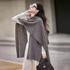 Chal de Capa 100% Lana Pura Ropa Exterior para Mujer Bufanda Tejida Cálida Oversize Estilo Perezoso Suéter Cárdigan Ropa Exterior de Moda