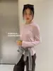 Camiseta feminina Du Xiaozhai macia e elástica, gola redonda, manga longa, para outono e inverno, corte solto, versátil, camiseta básica macia, top multicolor