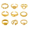 Anillo Abierto Geométrico Hueco de Acero Inoxidable Set, Diseño Compacto Estilo Francés, Anillo de Dedo Bestseller Transfronterizo, Estilo Minimalista Fresco