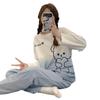 Pijamas Novos 2025 para Mulheres Primavera e Outono Calças Manga Longa Jovens Senhoras Estudantes do Ensino Médio Desenho Animado Casual Roupa de Casa Outono
