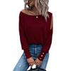 Ropa de Mujer Nueva de Color Sólido de Moda con Hombros Descubiertos y Botones en el Puño Camiseta de Comercio Exterior Europeo y Americano Primavera e Invierno 2023 Amazon Wish