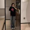 Pantalones vaqueros de cintura alta, estilo retro, anchos y rectos para mujer, estilo Hong Kong, 2024