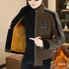Casaco Masculino de Lã Outono e Inverno Veludo Engrossado Quente Casual Casaco de Lã Masculino Curto Dourado Veludo de Mínk Gola Alta Jaqueta