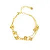Nova Pulseira de Ouro Arena Vietnamita, Estilo de Luxo Leve, Versátil Pulseira de Flor de Quatro Folhas em Camadas Duplas para Mulheres, Joias Transfronteiriças Duradouras