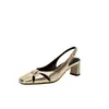 Sandalias Huecas de Tacón Alto Estilo Francés para Mujer, Nuevas de Primavera y Verano, Tacón Grueso, Banda de Una Sola Tira de Piel de Vaca, Punta Cuadrada Hueca, Elegantes, Retro