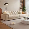 Sofá de Tela de Cuero con Forma de Pata de Gato Simple Lujo Ligero Alquiler Fila Recta Sofá Nube Hogar Apartamento Pequeño