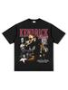 Camiseta de manga curta com estampa de hip-hop kung fu retrô americana transfronteiriça, blusa de moletom com capuz e gola redonda da moda de rua