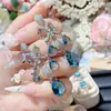 Pendientes de Borla Aquamarina Gotas de Agua Elegantes Camellia Court Largos Elegantes Pendientes de Moda Tridimensionales para Cena de Boda
