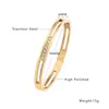 Pulsera de Moda de Comercio Exterior Transfronterizo Zircón Diamante Fila Sencilla Doble Pulsera Moda para Mujer Hueca 7 Diamantes Acero de Titanio