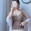 Colete térmico extra grande de algodão turco com renda, outono e inverno, roupa íntima térmica feminina com fundo grosso e escovado