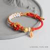 Pulsera tejida de nudo mandala hecha a mano diy cuerda de mano con nudo de flor de melocotón rosa puede usar cuentas de la suerte accesorios de joyería pulsera