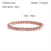 Pulsera de metal de acero inoxidable resistente al desgaste e impermeable de oro rosa, joyería simple de cuentas redondas de color mixto que no se desvanece, pulsera elástica