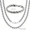 Conjunto de colar e pulseira de corrente twist explosiva simples para amantes europeu e americano hip-hop simples corrente de corda torcida banhada a ouro