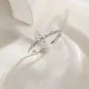 Anillo de Circonita de Trébol de Cuatro Hojas, Anillo de Flor de Cuatro Hojas de la Suerte, Estilo Moderno y Sencillo, Banda Delgada, Anillo Abierto de Estrella de Cuatro Puntas Cruzada