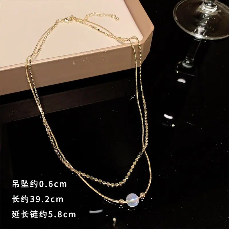 G4674金双层链条项链
