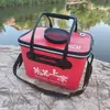 Balde de Pesca Moldado Integrado Personalizado Material Espesso Dobrável Balde de Pesca EVA Rede Anti-Salto Alça Grande Isca Balde para Peixes Vivos