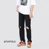 Jeans rasgados de alta calidad para hombre, resistentes a la decoloración, nueva moda de verano, modernos, elásticos, pantalones largos casuales de mezclilla negra