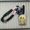 Shuibei Ouro Puro Ouro 999 Urso Feliz Chá com Leite Corrente de Pulseira Bolsa de Mão Pingente Chaveiro Presente Venda por Atacado