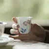 Taza de Té de Porcelana de Arita Pintada a Mano con Lirios del Valle de la Dinastía Tang y Song, Juego de Té Kung Fu, Taza de Degustación Cerámica para el Hogar, Taza de Té Individual con Forma de Melón