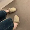 Sapatos Birkenstock de Couro Macio Estilo Mori Girl Japonês Retro para Mulheres, Forrados com Lã, Novo Modelo Outono/Inverno 2024, Aumentadores de Altura, Mocassins Quentes de Algodão