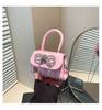 Bolsa Mini de Mão Texturizada Estilo Coreano 2025 Menina Laço Corrente Batom Fone de Ouvido Transversal Moderna