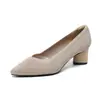 568 Sapatos de salto alto Princess femininos salto grosso 2024 Novo bico fino boca V corte reto cor sólida all-match sapatos de camada única estilo garota francesa