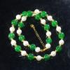 Collar de calcedonia verde natural rosa blanco perla verde redondo luz fuerte simple moda Joker collar outlet de fábrica