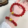 Pulsera de Plata de Ley S925 con Ágata Roja Natural y Ojo de Tigre, Nuevo Estilo Chino, Atmósfera de Año Nuevo, Pulsera de Moda, Sencilla y Versátil