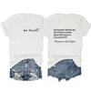 Camiseta de Manga Curta Estampada na Frente e Atrás Amazon Exportação Transfronteiriça Pessoa Querida Atrás de Mim Solta Moderna