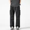 2024 Pantalones Nuevos de Bobina para Hombre Primavera y Verano Sueltos Rectos Bolsillo Irregular Casual Combinable