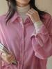 Camisa de Solapa de Terciopelo Brillante Holgada con Caída Estilo Coreano de Otoño Nuevo de Lu Fu para Mujer