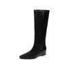 Botas Altas de Cuero Suave~Aumentadoras de Altura para Mujer 2026 Otoño/Invierno Adelgazantes Punta Cuadrada Botas de Montar por Encima de la Rodilla Botas Altas