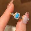 Anillo de Plata de Ley con Imitación de Diamante Turquesa Estilo Antiguo Medio Moda de Nicho para Mujer Anillo de Dedo Sencillo de Temperamento Todo Fósforo de Gama Alta