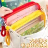 Bolsa de Arquivo Transparente A4 Dopamina Grande Capacidade Zíper para Livros Escolares Portátil para Estudante Espessa Impermeável Bolsa de Armazenamento