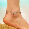 Tornozeleira Minimalista de Cereja com Strass para Mulheres, Pingente de Fruta Casual para Praia, Corrente Tennis Tendência Joia para Pé, Estilo Ins