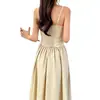 Elegante Vestido Longo com Alças Finas Ladylike Coreano Chic Transfronteiriço, Vestido Cor Sólida Slim-Fit Estilo Coreano