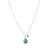 Collar con colgante de corazón de melocotón para mujer, cadena de clavícula con gota de agua turquesa, joyería con gemas de imitación y cuentas de amor