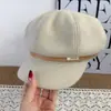 Estilo Japonés Parche de Cuero Personalidad Simple Color Sólido Temperamento Estilo Británico Sombrero Octagonal Mujer Otoño Invierno Versátil Nuevo Boina