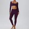 Conjunto de yoga, diseño de dos piezas con mangas largas y pantalones largos que levantan las caderas, tela agradable para la piel, de doble capa para mayor comodidad, adecuado para deportes y fitness, conjunto de dos piezas 62535 + 52341