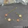 Collar de Trébol de Cuatro Hojas Marca V Gold L, Collar con Patrón Vintage en Forma de Diamante, Pulsera de Trébol de Cuatro Hojas y Cuatro Flores, Collar de Alto Nivel con Patrón de Diamante y Madreperla Blanca