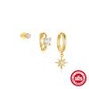S925 prata esterlina diamante cravejado brincos na moda brincos terno Amazon venda quente esmalte temperamento oito mans brincos estrela