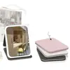 Espejo de maquillaje con luz LED, portátil, plegable, de escritorio, con soporte, adecuado para dormitorios de estudiantes, uso doméstico, viajes y aplicación de belleza