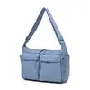 Bolsa transversal de nylon com zíper e múltiplos bolsos estilo japonês, leve, à prova d'água, de grande capacidade, com um design estiloso
