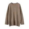 Suéter de punto de cachemira para mujer talla grande, corte holgado, estilo coreano casual, de longitud media, simple, versátil, cálido