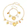 Conjunto de Collar y Pulsera con Colgante de Corazón Multielemento de Acero Inoxidable 316L Chapado en Oro de 18K, Estilo Europeo y Americano Transfronterizo, Lujo Ligero y Versátil