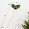 NUCHI Decoración Navideña Transfronteriza Adorno de Palo con Lazo Navideño Decoración de Hoja con Baya Roja para Árbol de Navidad